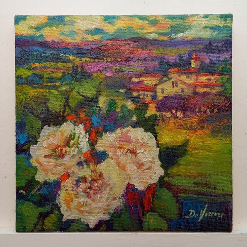 Quadro dipinto paesaggio fiori - dipinto,
