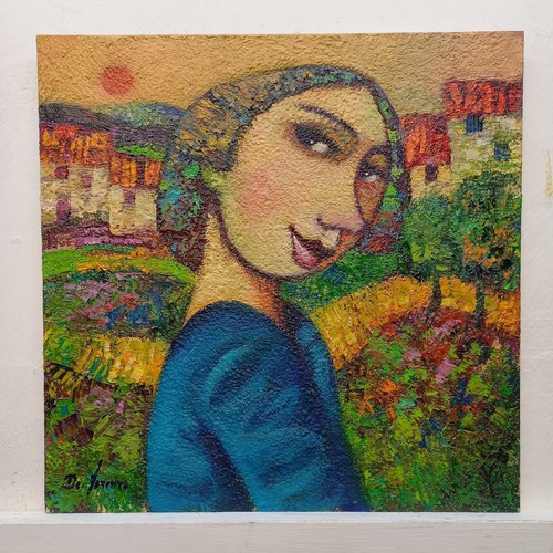 Figura paesaggio quadro - figura, olio