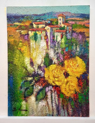 Quadro dipinto paesaggio con - paesaggio,