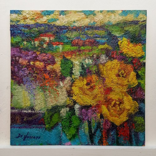 Quadro dipinto paesaggio fiori - paesaggio,
