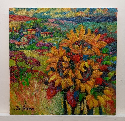 Paesaggio girasoli quadro - paesaggio,