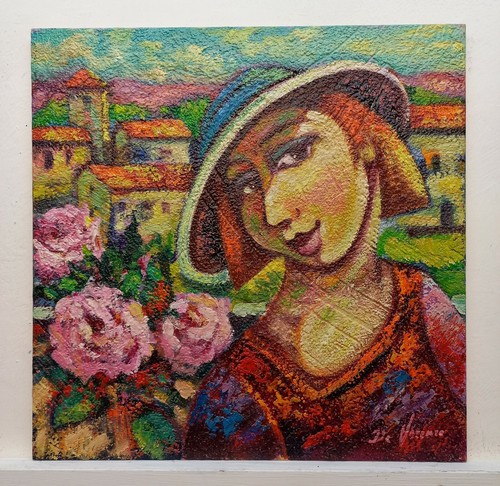 Quadro paesaggio con - paesaggio, rose