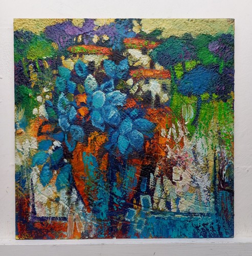 Quadro dipinto paesaggio - paesaggio, fiori