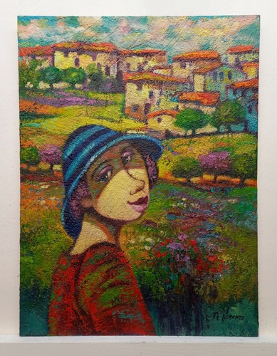 Quadro paesaggio con figura - quadro,