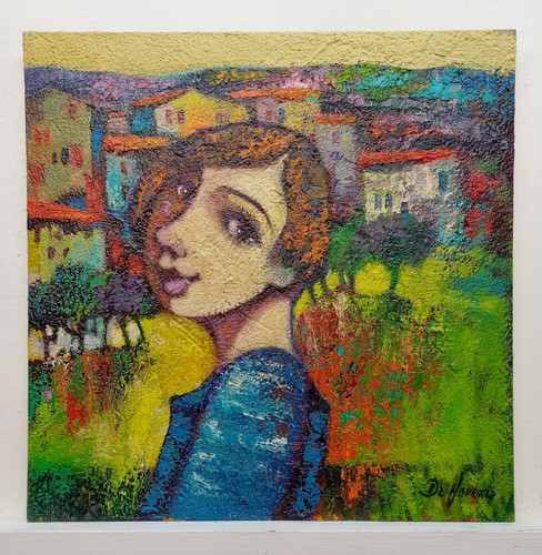Quadro dipinto paesaggio con - ,